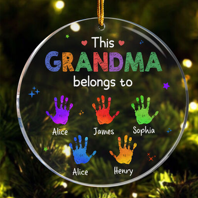 This Grandma Belongs To Grandkids - Personalized Acrylic Ornament