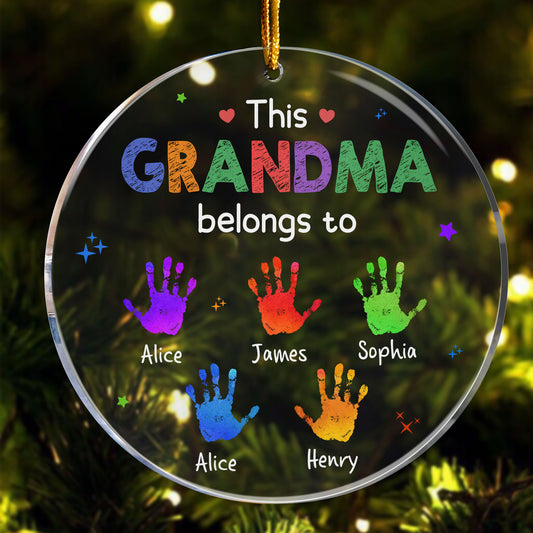 This Grandma Belongs To Grandkids - Personalized Acrylic Ornament