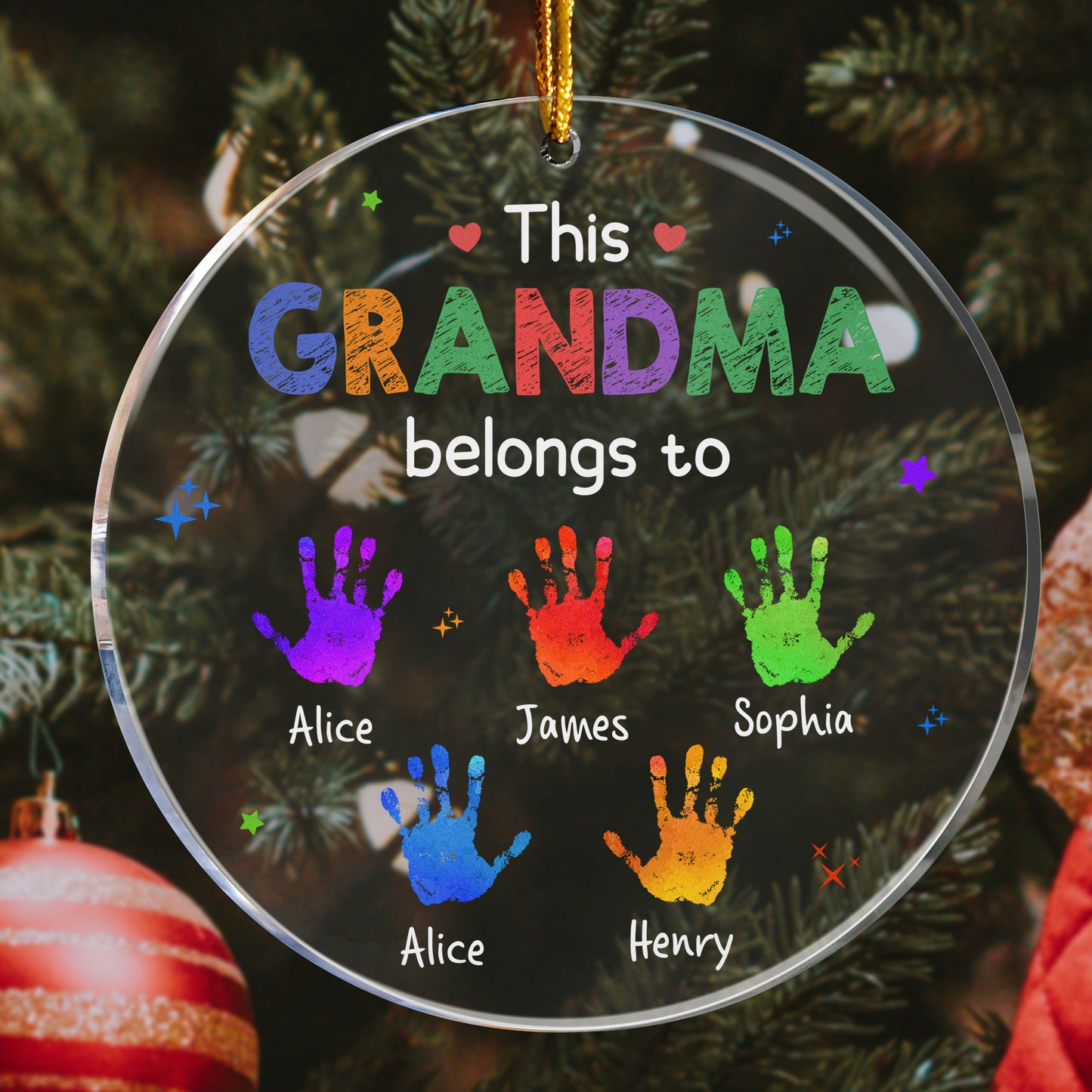 This Grandma Belongs To Grandkids - Personalized Acrylic Ornament