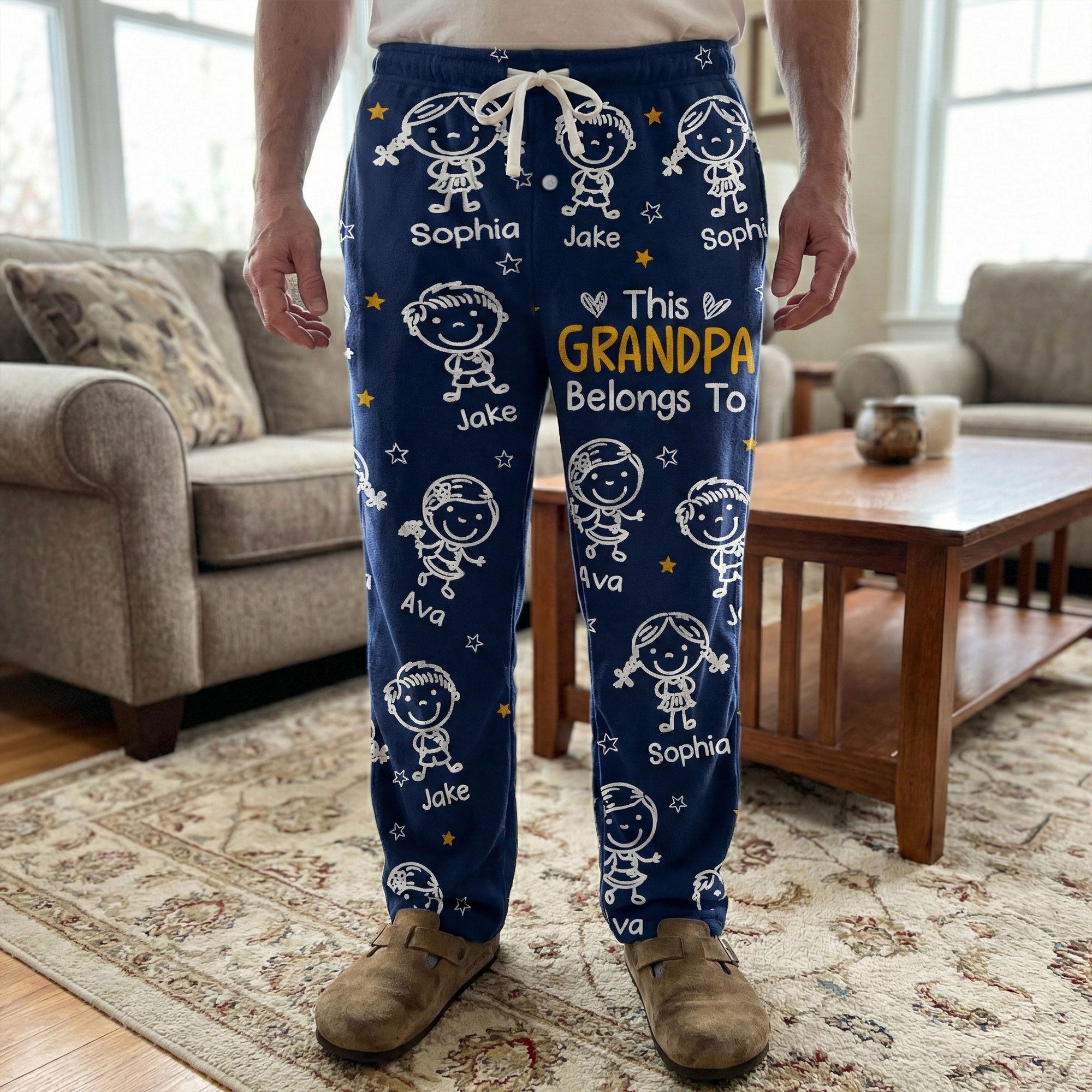 Father's Day Gifts, This Grandma Grandpa Belongs Doodle Kids - Personalized Fleece Pajama Pants