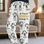 This Grandma Grandpa Belongs Doodle Kids - Personalized Fleece Pajama Pants