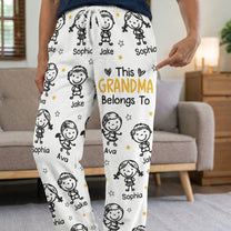 This Grandma Grandpa Belongs Doodle Kids - Personalized Fleece Pajama Pants