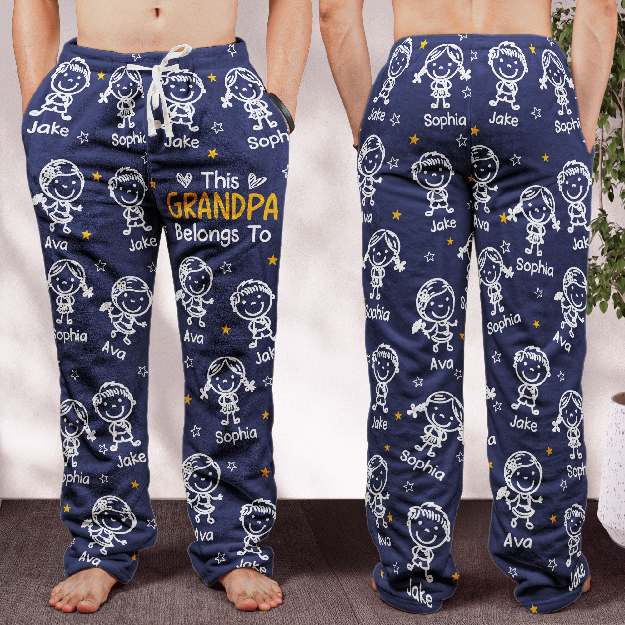 Father's Day Gifts, This Grandma Grandpa Belongs Doodle Kids - Personalized Fleece Pajama Pants