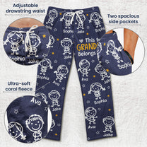 This Grandma Grandpa Belongs Doodle Kids - Personalized Fleece Pajama Pants