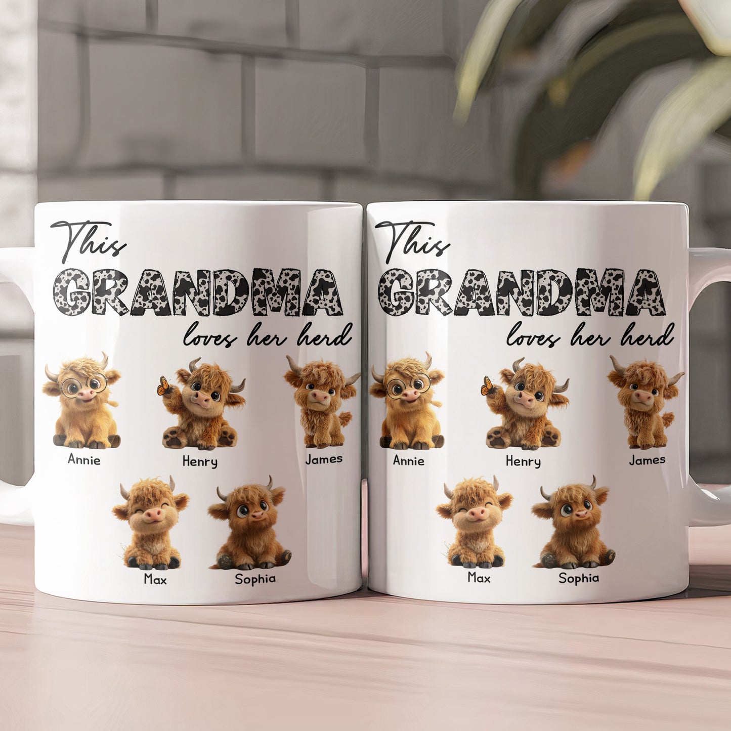 This Grandma Loves Her Herd Gift For Grandma - Personalized Mug
