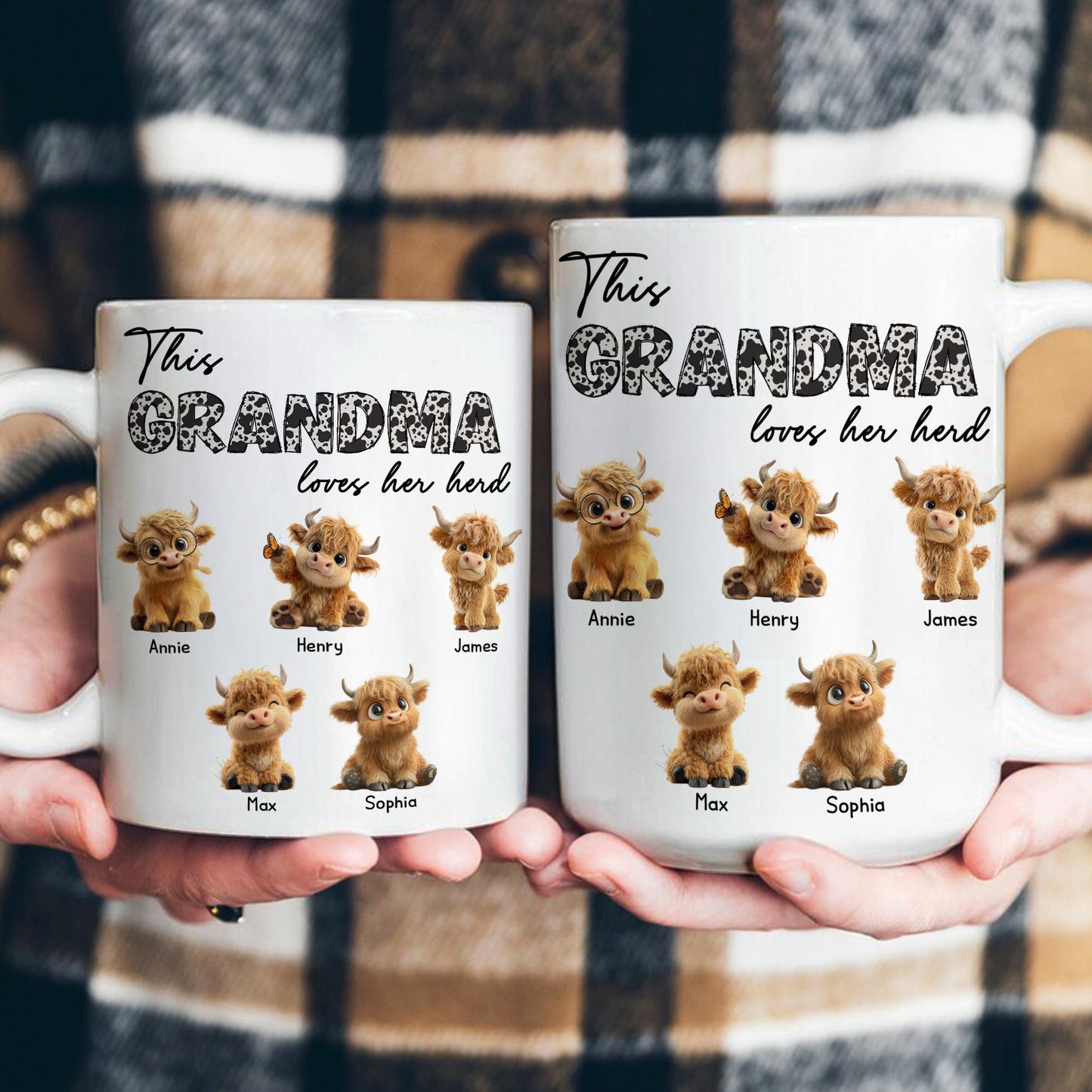 This Grandma Loves Her Herd Gift For Grandma - Personalized Mug
