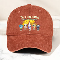 This Grandma Loves Her Monsters Halloween - Personalized Distressed Denim Cap