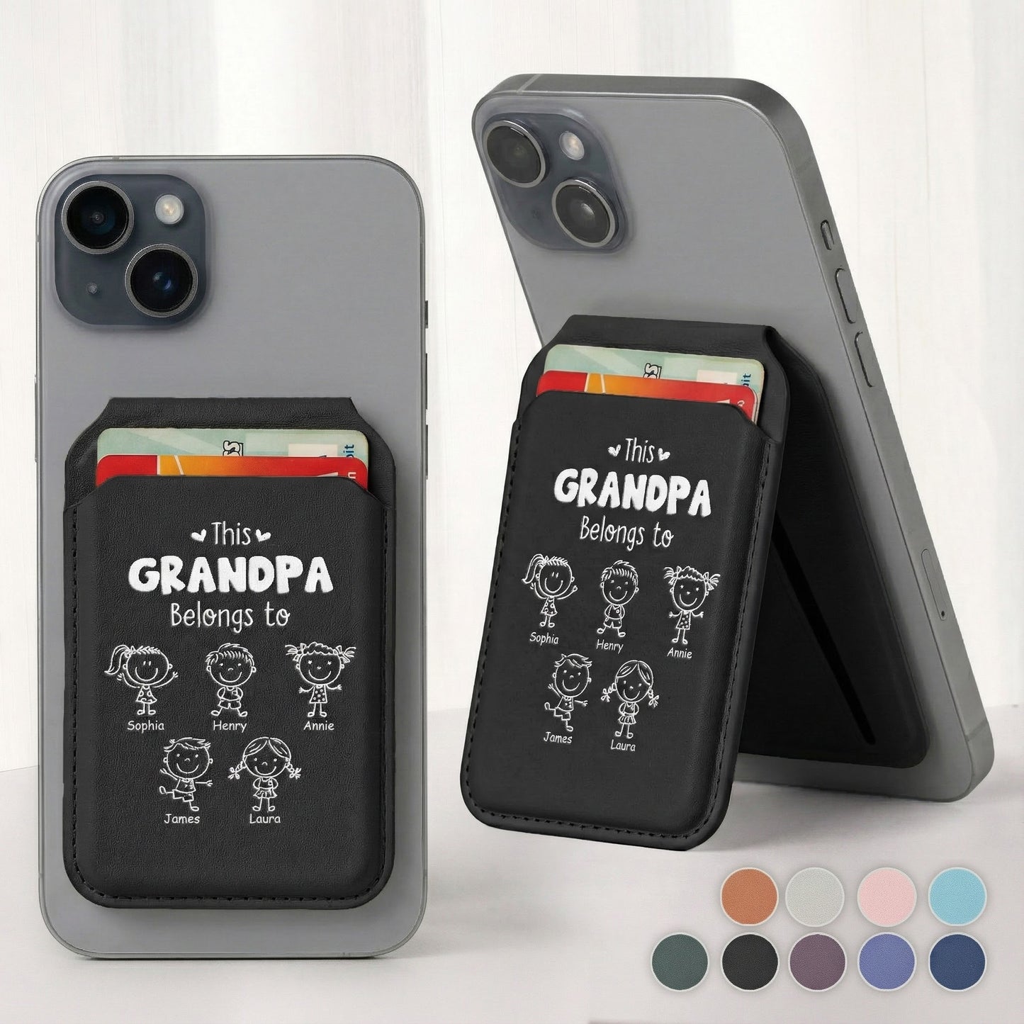 This Grandpa Belongs To - Custom For Dad, Mom, Grandma, Papa With Kids' Names - Personalized Wallet Compatible With Magsafe