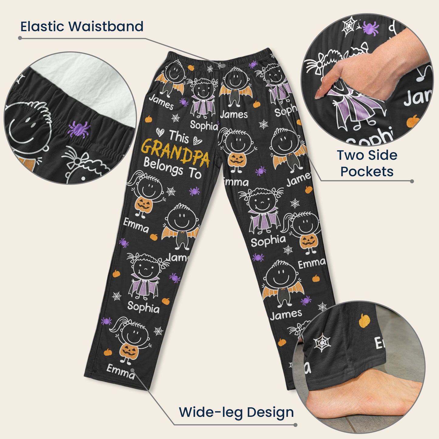 This Grandpa Belongs To Halloween Theme - Personalized Lounge Pants
