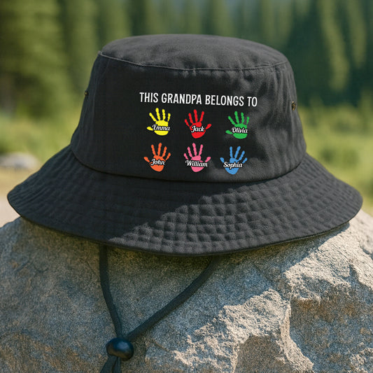This Grandpa Belongs To Handprints - Personalized Bucket Hat