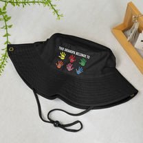 This Grandpa Belongs To Handprints - Personalized Bucket Hat