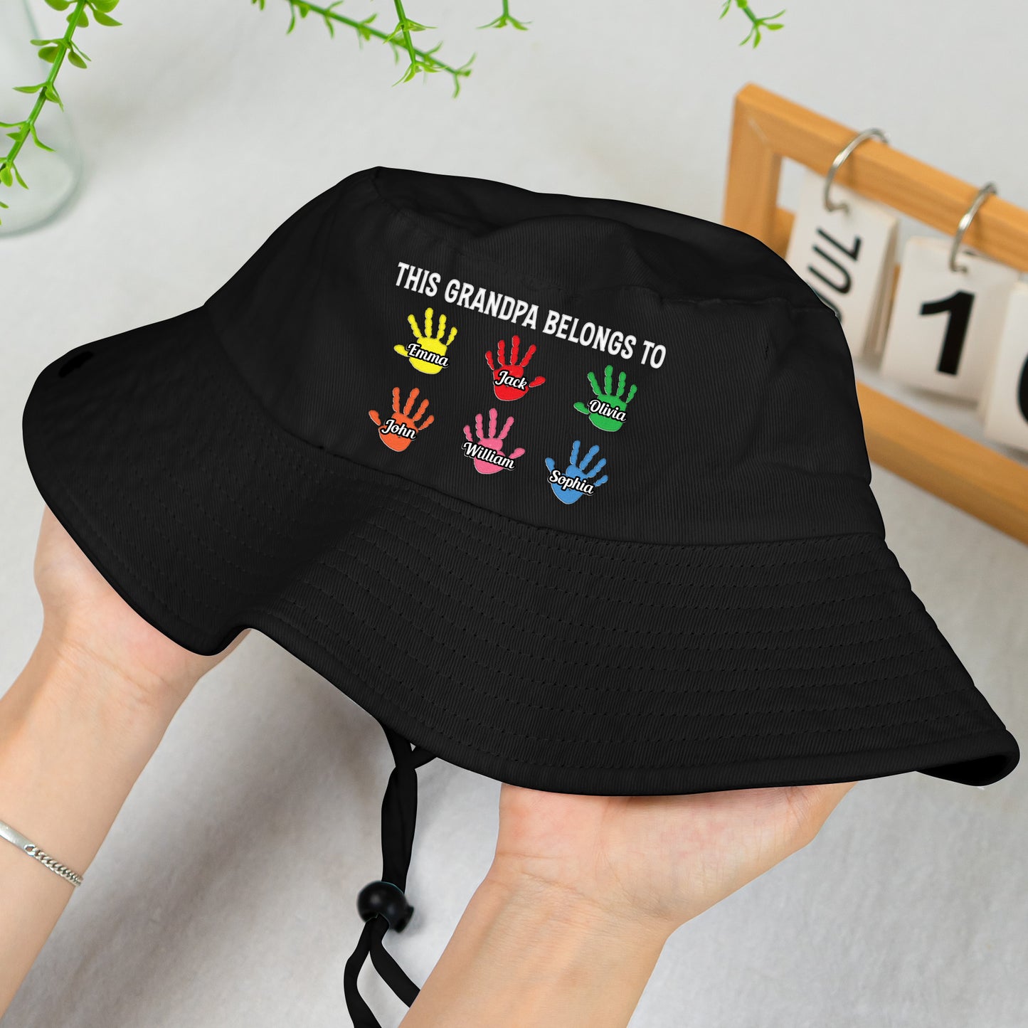 This Grandpa Belongs To Handprints - Personalized Bucket Hat