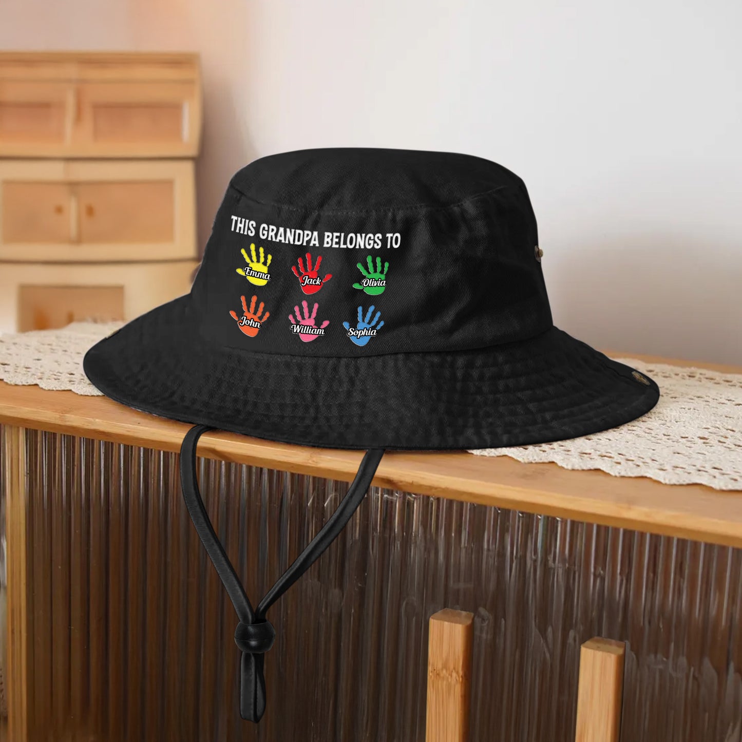 This Grandpa Belongs To Handprints - Personalized Bucket Hat