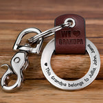 This Grandpa Belongs To - Personalized Coordinates Keychain
