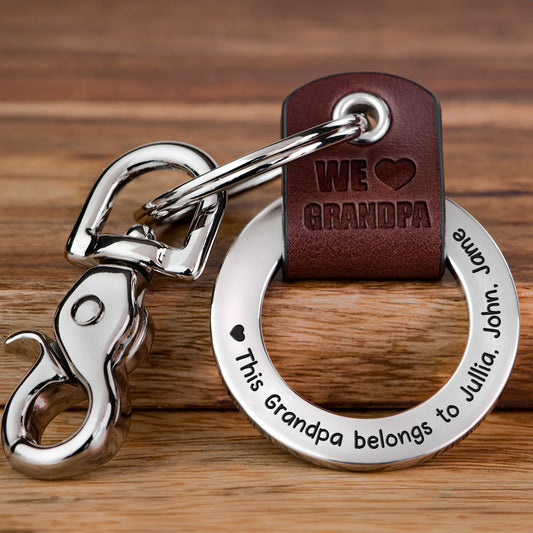 This Grandpa Belongs To - Personalized Coordinates Keychain