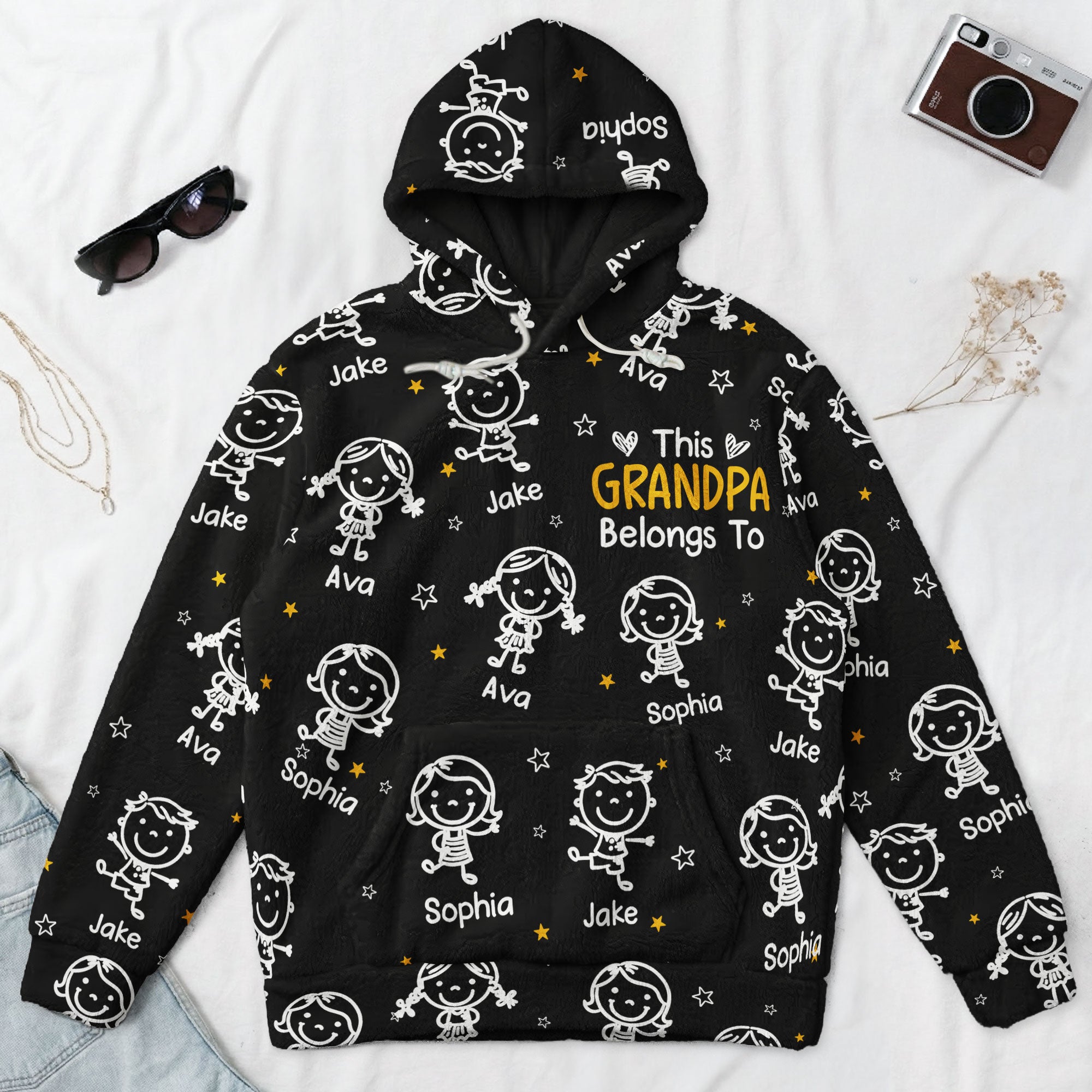 This Grandpa Belongs To - Personalized Fleece Hoodie