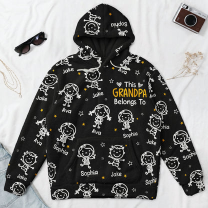 This Grandpa Belongs To - Personalized Fleece Hoodie