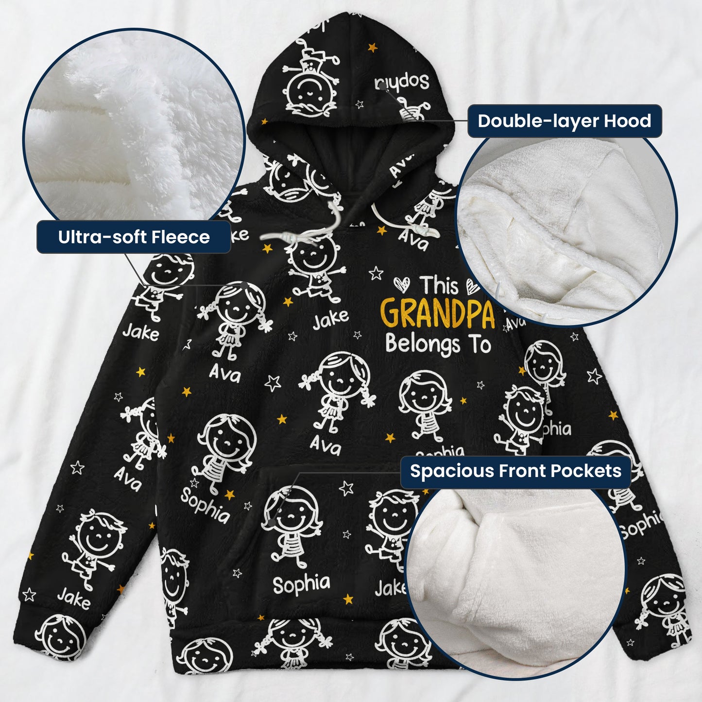 This Grandpa Belongs To - Personalized Fleece Hoodie