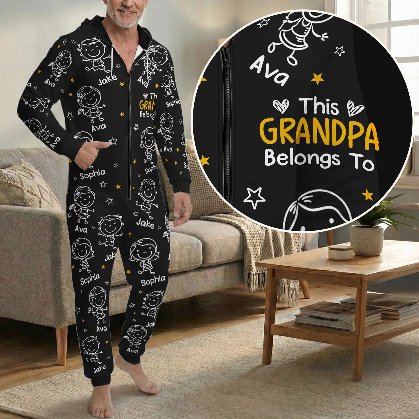 This Grandpa Grandma Belongs To - Personalized Hooded Jumpsuit