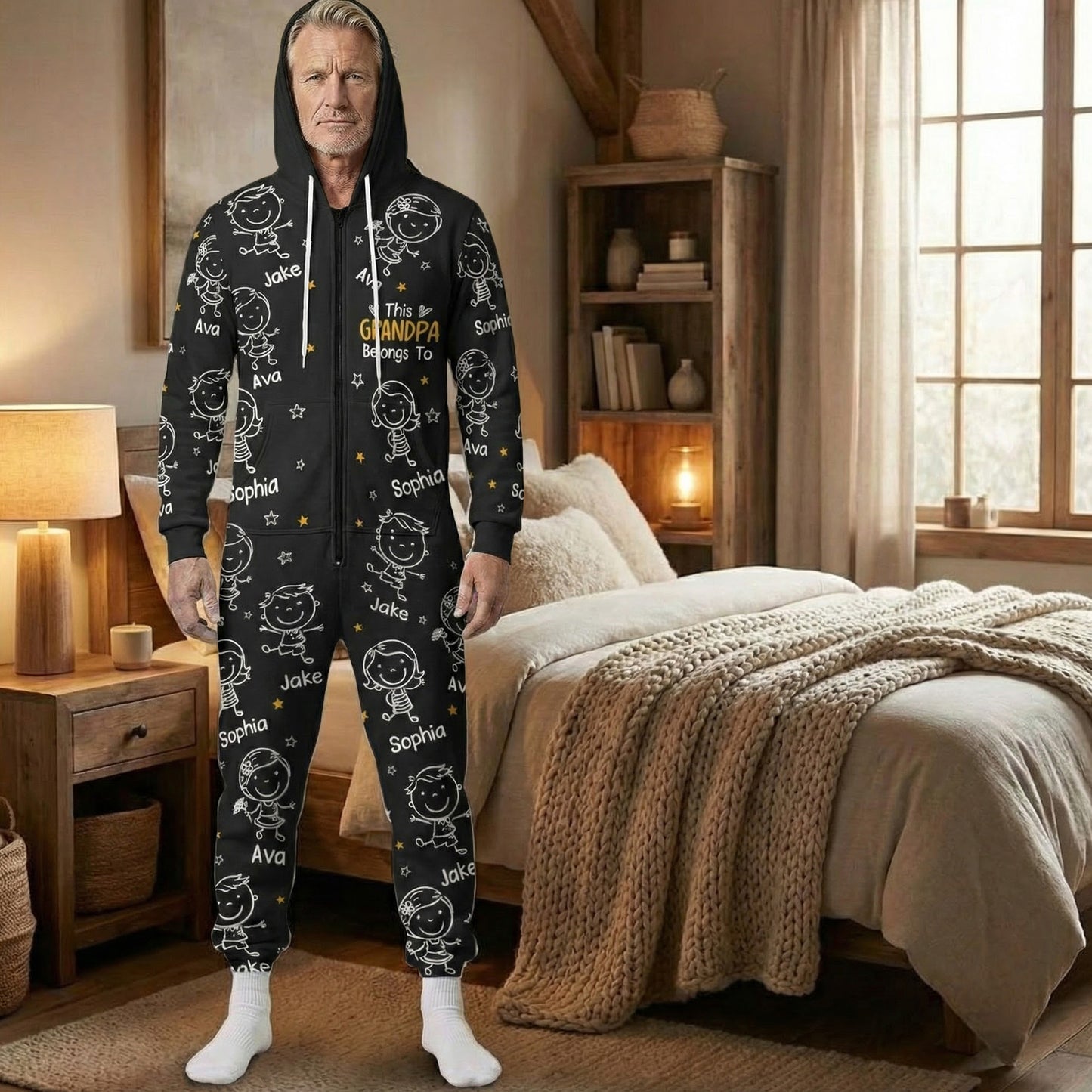 This Grandpa Grandma Belongs To - Personalized Hooded Jumpsuit
