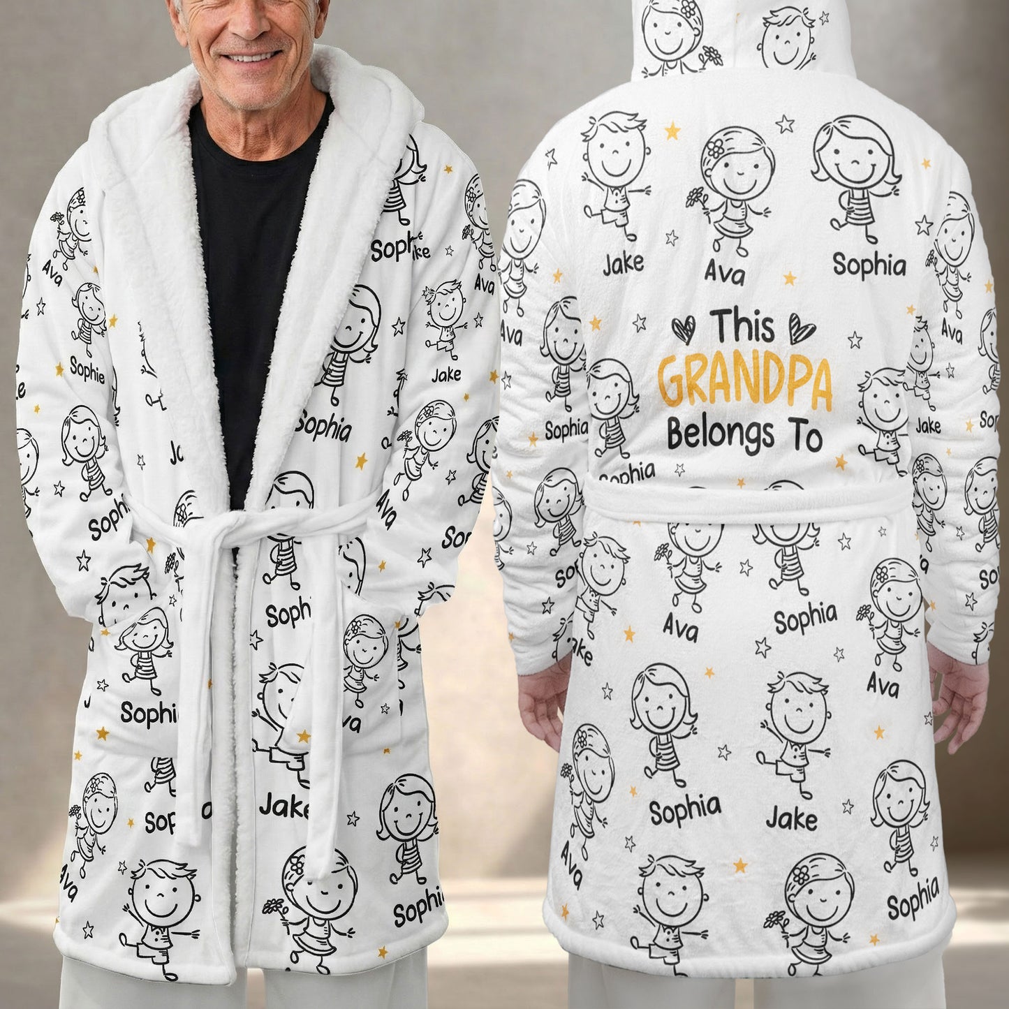This Grandpa Grandma Belongs To - Personalized Hooded Robe