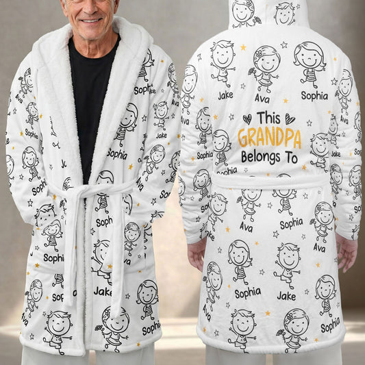 This Grandpa Grandma Belongs To - Personalized Hooded Robe