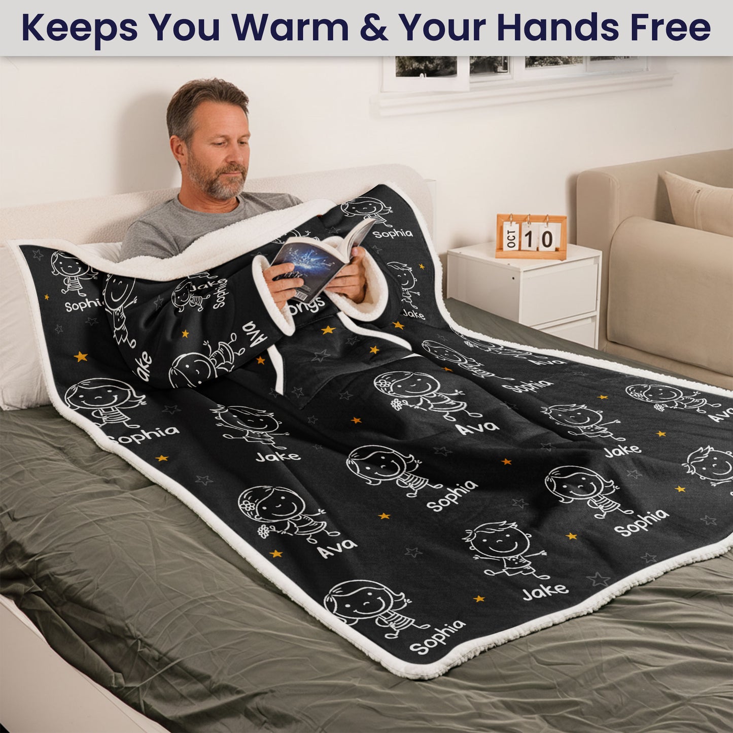 This Grandpa Grandma Belongs To - Personalized Wearable Blanket Hoodie With Sleeves