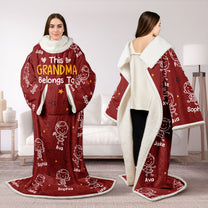 This Grandpa Grandma Belongs To - Personalized Wearable Blanket Hoodie With Sleeves