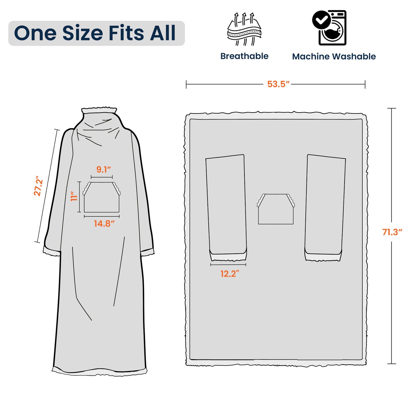 This Grandpa Grandma Belongs To - Personalized Wearable Blanket Hoodie With Sleeves