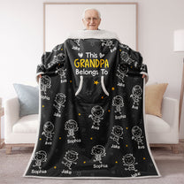 This Grandpa Grandma Belongs To - Personalized Wearable Blanket Hoodie With Sleeves