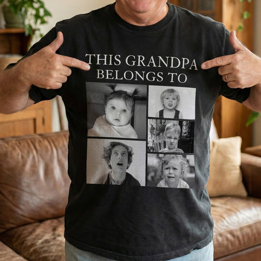 This Grandpa, Grandma, Mom, Dad Belongs To - Retro Vintage Custom Photo - Personalized Photo Comfort Tee