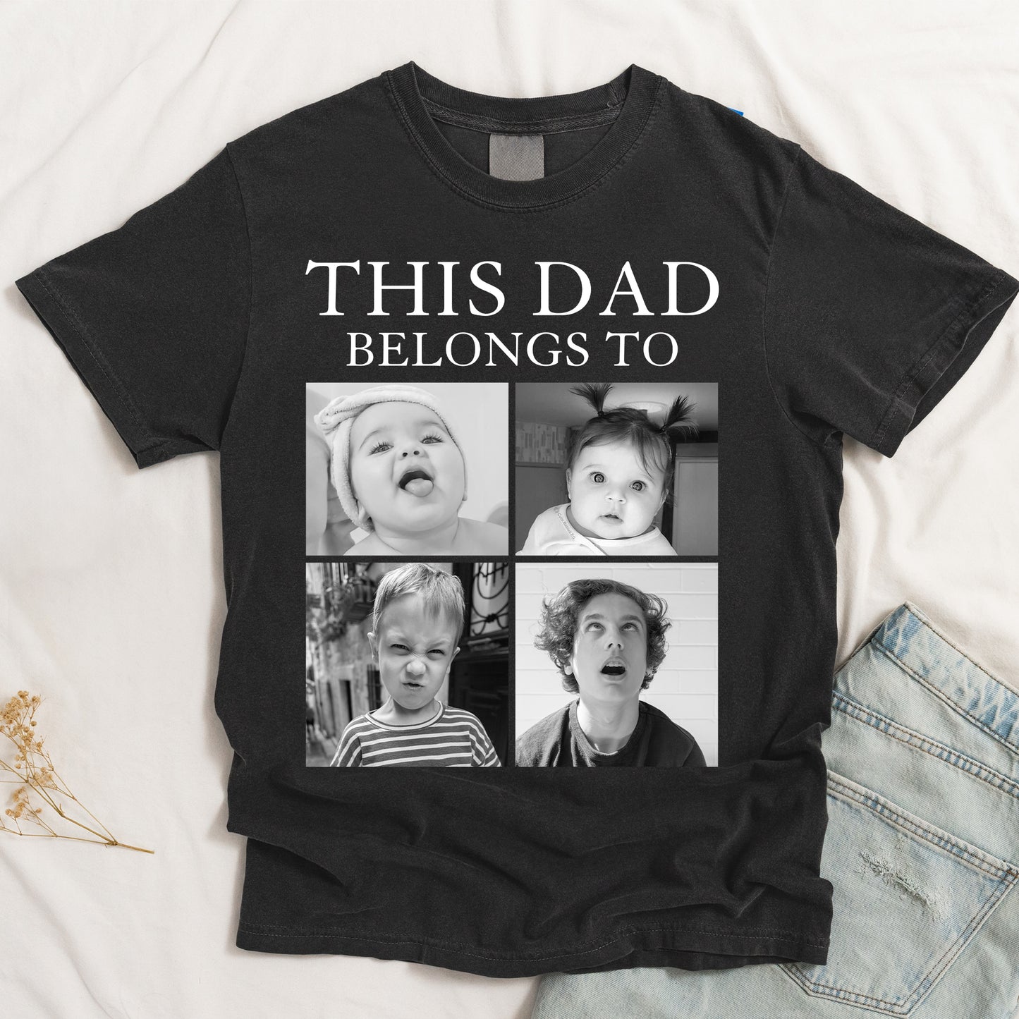 This Grandpa, Grandma, Mom, Dad Belongs To - Retro Vintage Custom Photo - Personalized Photo Comfort Tee