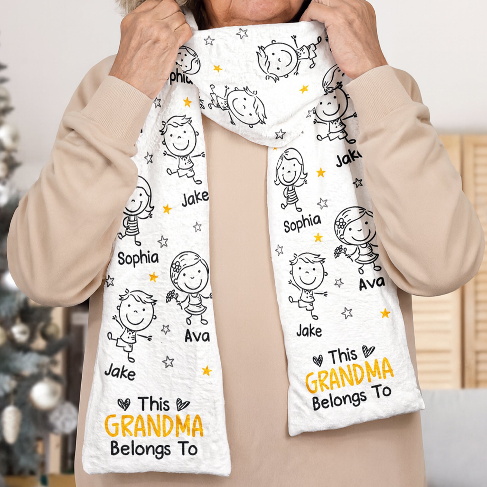 This Grandparents Belongs To Grandkids - Personalized Fleece Scarf