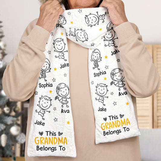 This Grandparents Belongs To Grandkids - Personalized Fleece Scarf