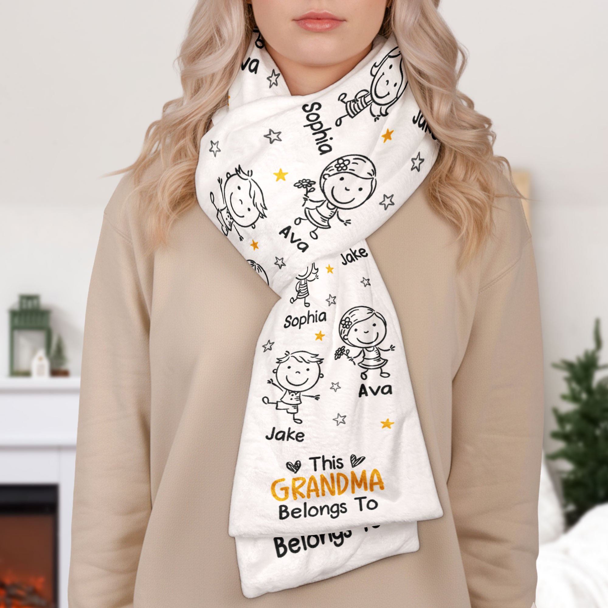 This Grandparents Belongs To Grandkids - Personalized Fleece Scarf