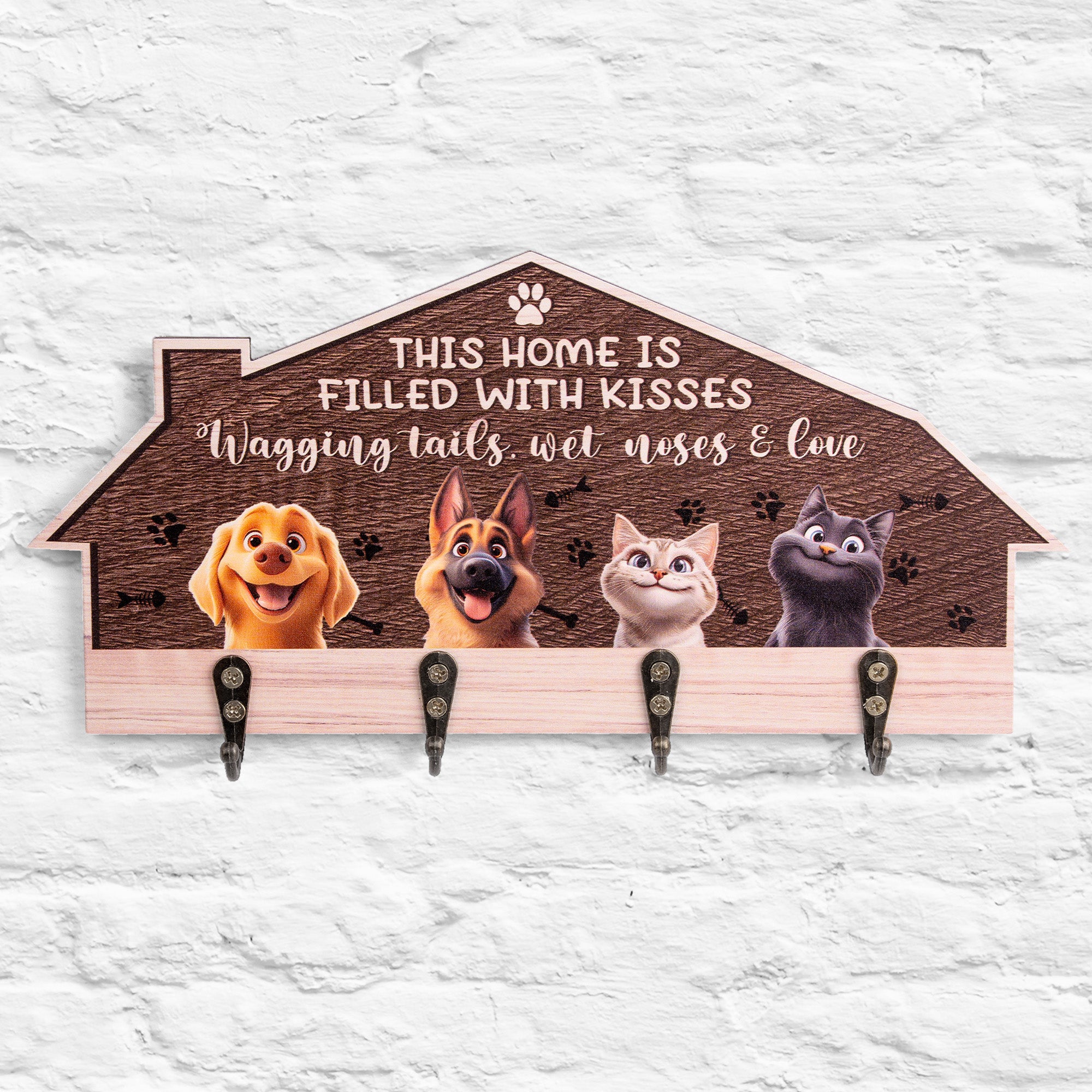 This Home Is Filled With Kisses Wagging Tail - Personalized Key Holder