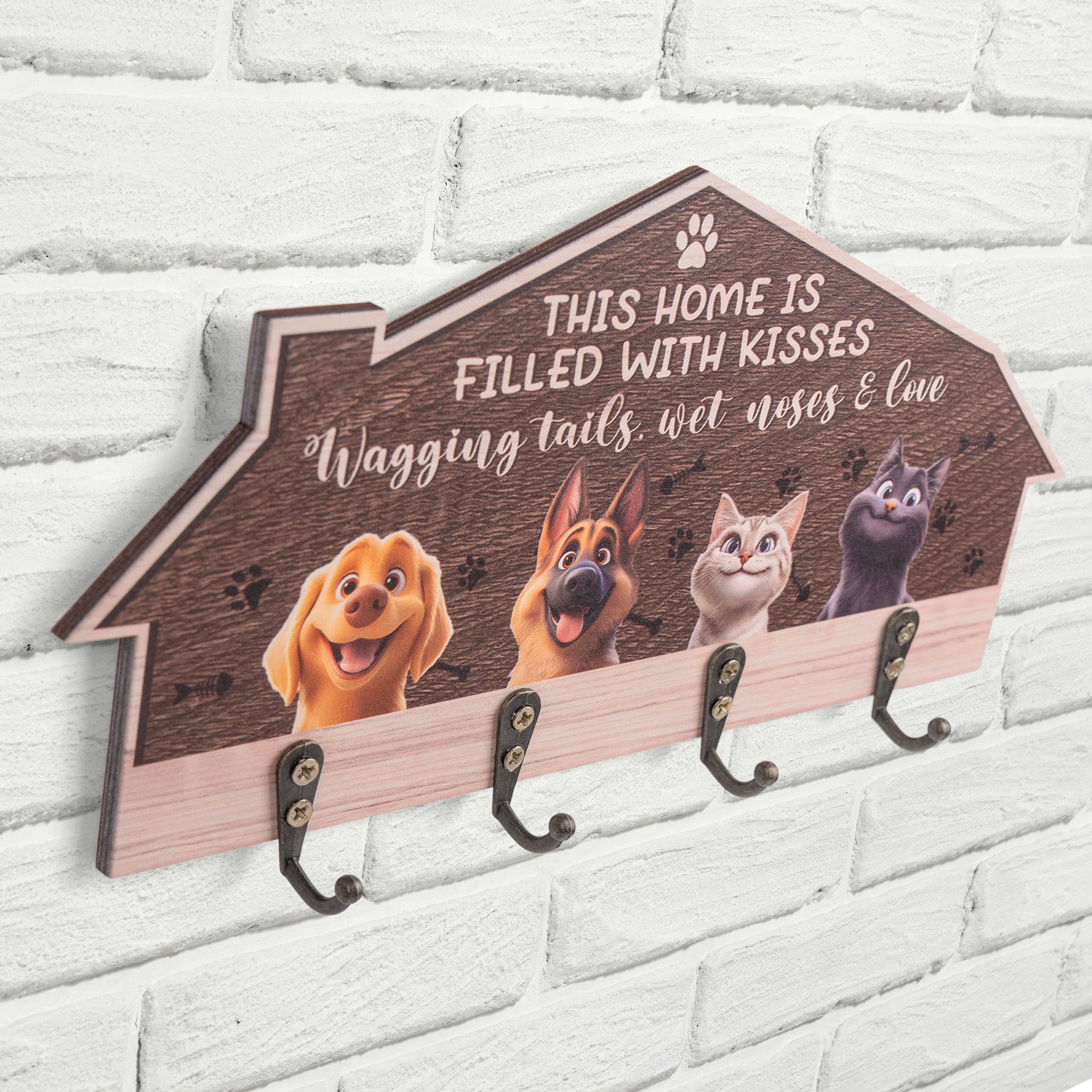 This Home Is Filled With Kisses Wagging Tail - Personalized Key Holder