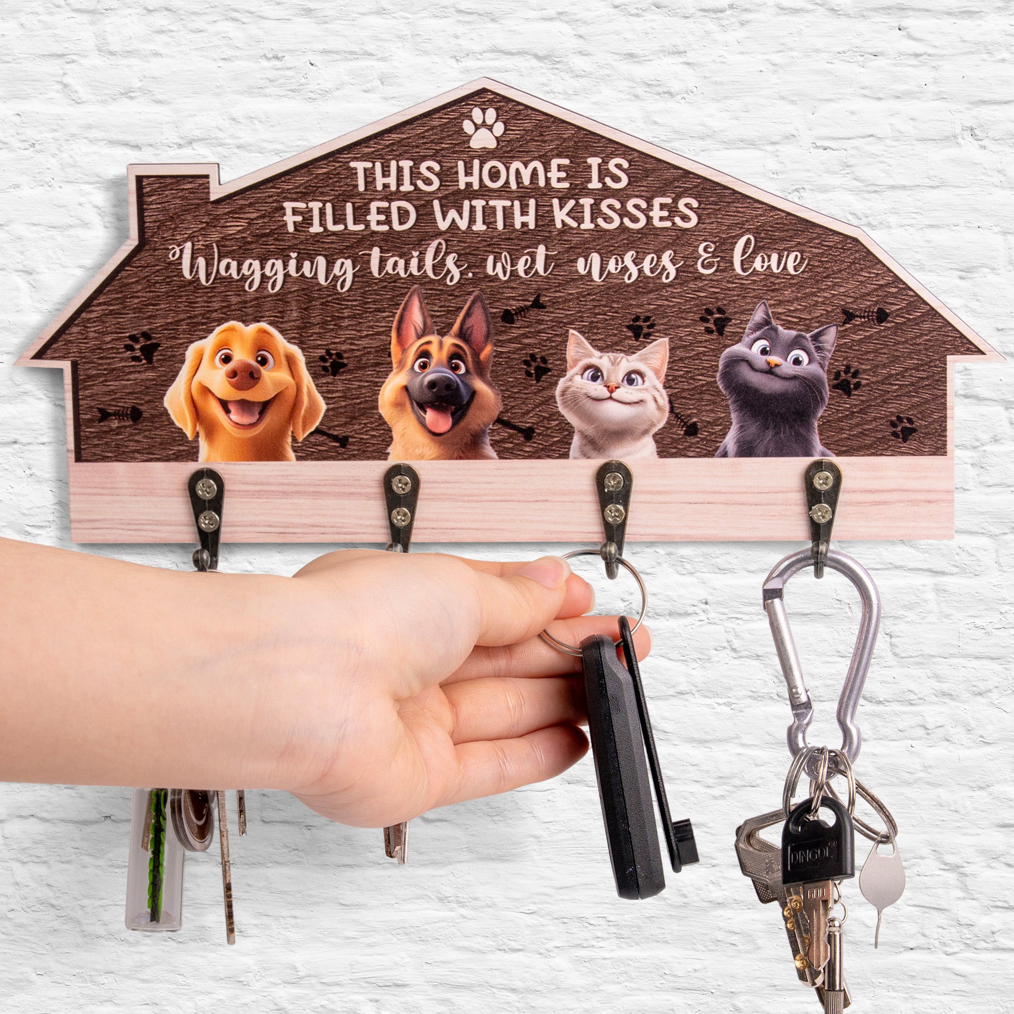 This Home Is Filled With Kisses Wagging Tail - Personalized Key Holder