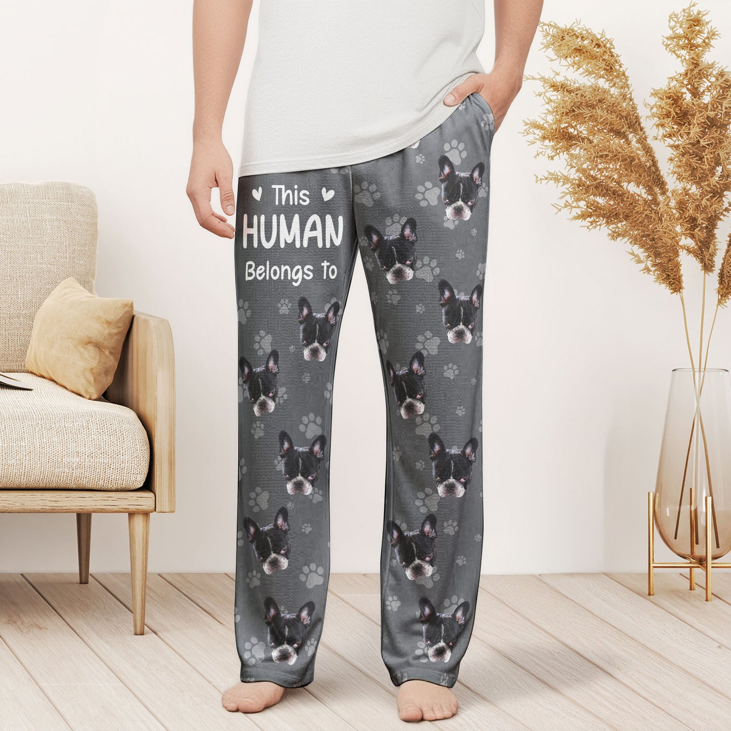 This Human Belongs To - Personalized Photo Sweatpants, Lounge Pants With Pockets