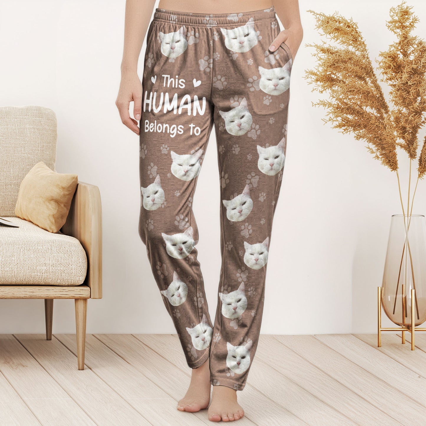This Human Belongs To - Personalized Photo Sweatpants, Lounge Pants With Pockets