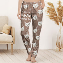 This Human Belongs To - Personalized Photo Sweatpants, Lounge Pants With Pockets