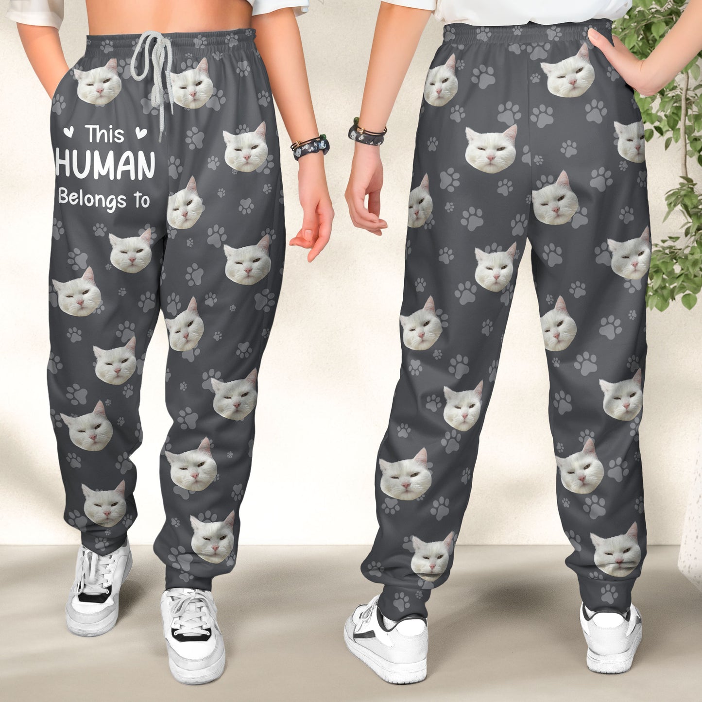 This Human Belongs To - Personalized Photo Sweatpants, Lounge Pants With Pockets