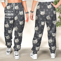 This Human Belongs To - Personalized Photo Sweatpants, Lounge Pants With Pockets