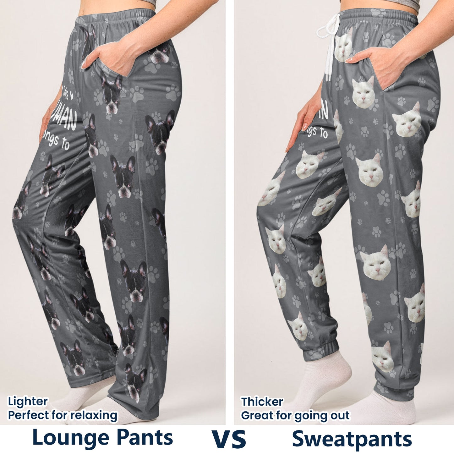 This Human Belongs To - Personalized Photo Sweatpants, Lounge Pants With Pockets