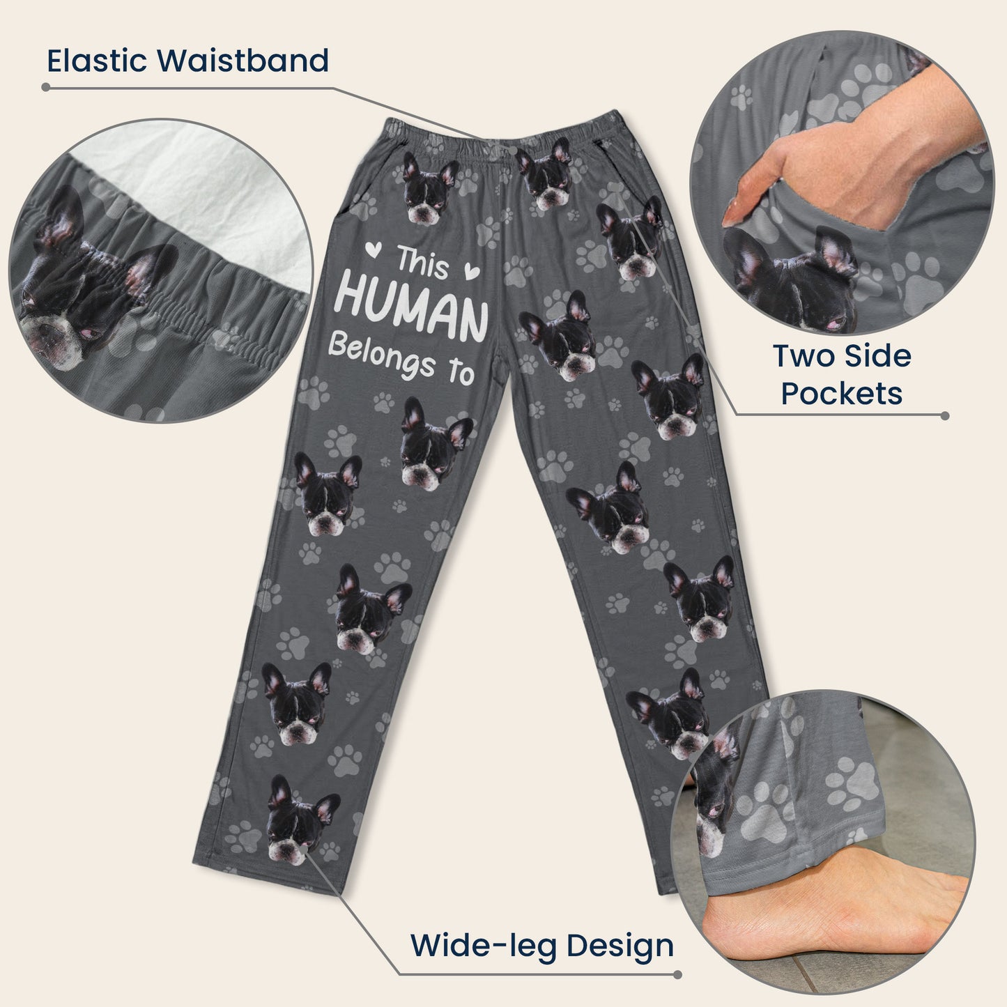 This Human Belongs To - Personalized Photo Sweatpants, Lounge Pants With Pockets