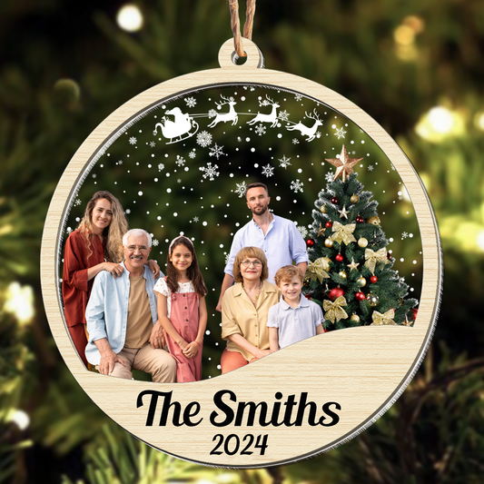 This Is My Big Family - Personalized Photo Wood And Acrylic Ornament