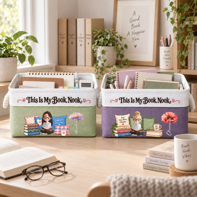 This Is My Book Nook Gift For Book Lover - Personalized Storage Basket