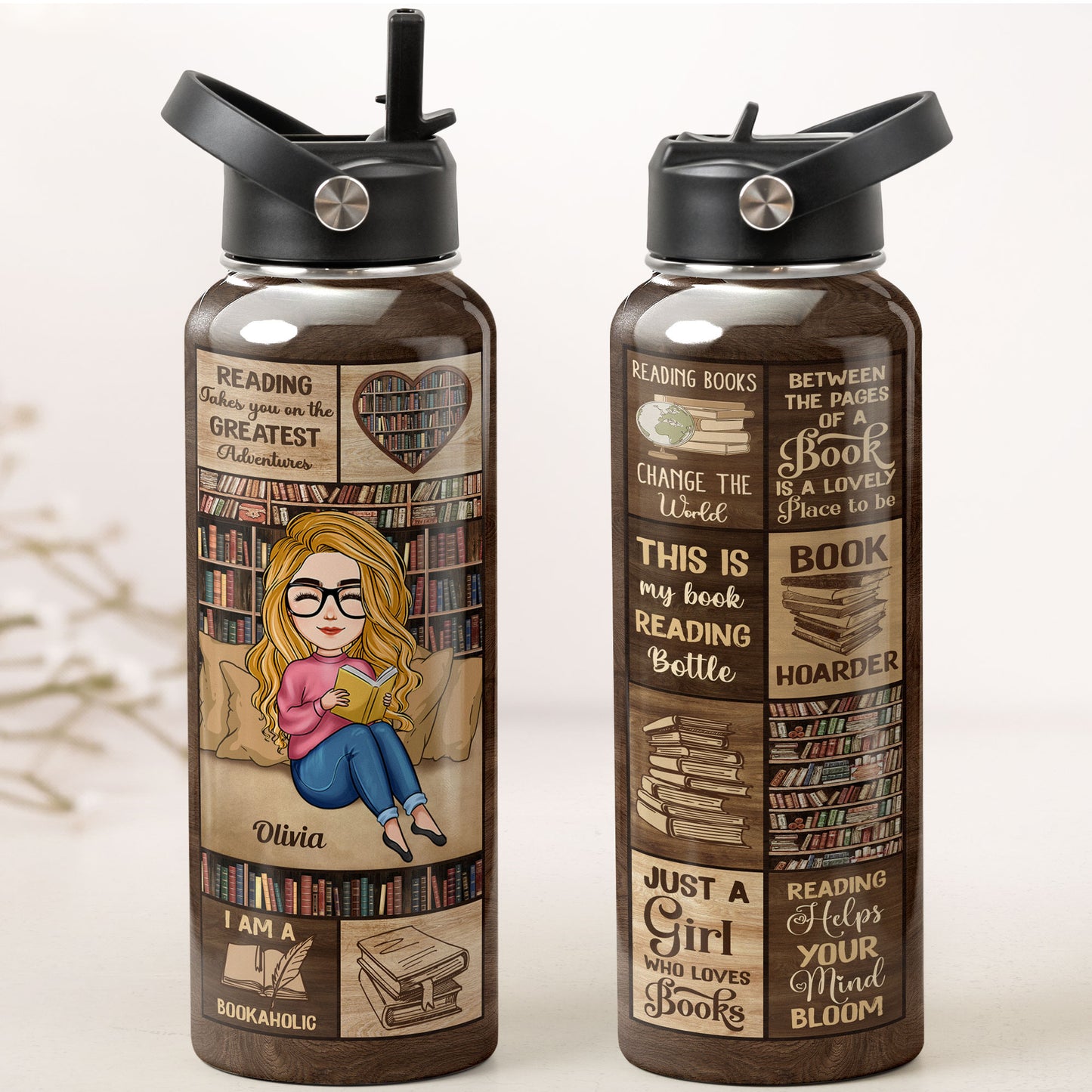This Is My Book Reading Water Bottle - Personalized Stainless Steel Water Bottle