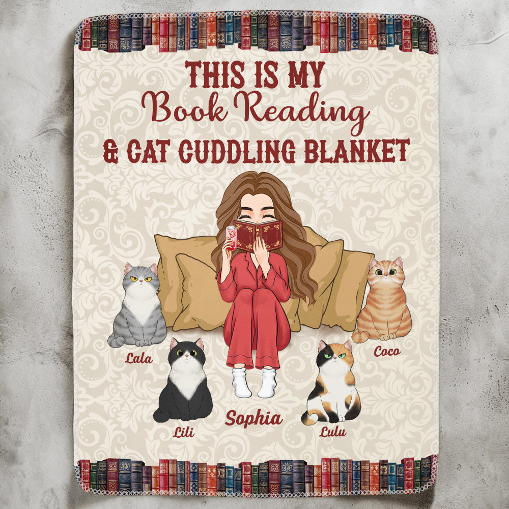 This Is My Book Reading & Cat Cuddling Blanket - Personalized Blanket