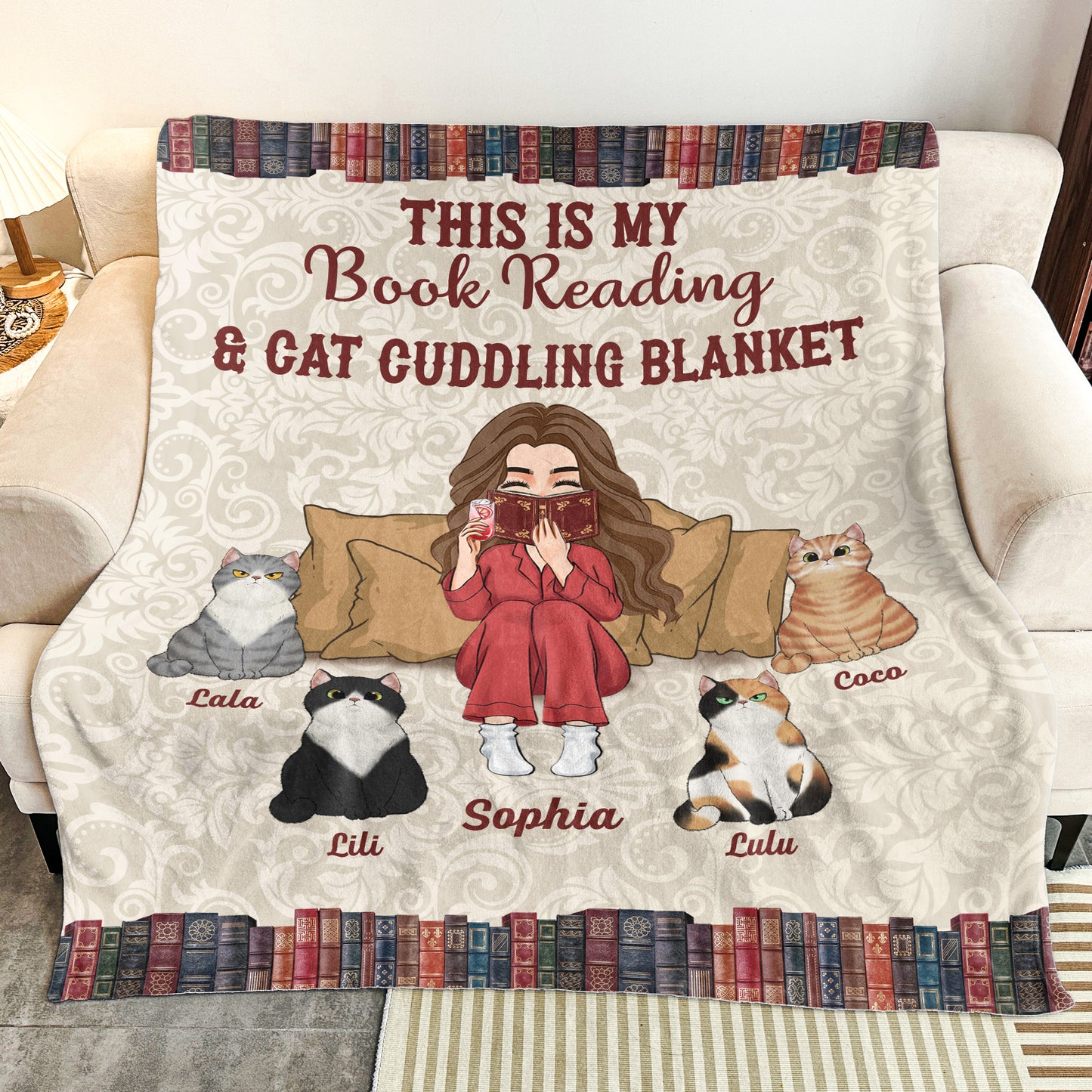 This Is My Book Reading & Cat Cuddling Blanket - Personalized Blanket